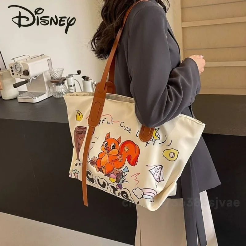 Disney New Women's Handbag Fashionable High Quality Women's Shoulder Bag Cartoon Versatile Large Capacity Women's Shopping Bag