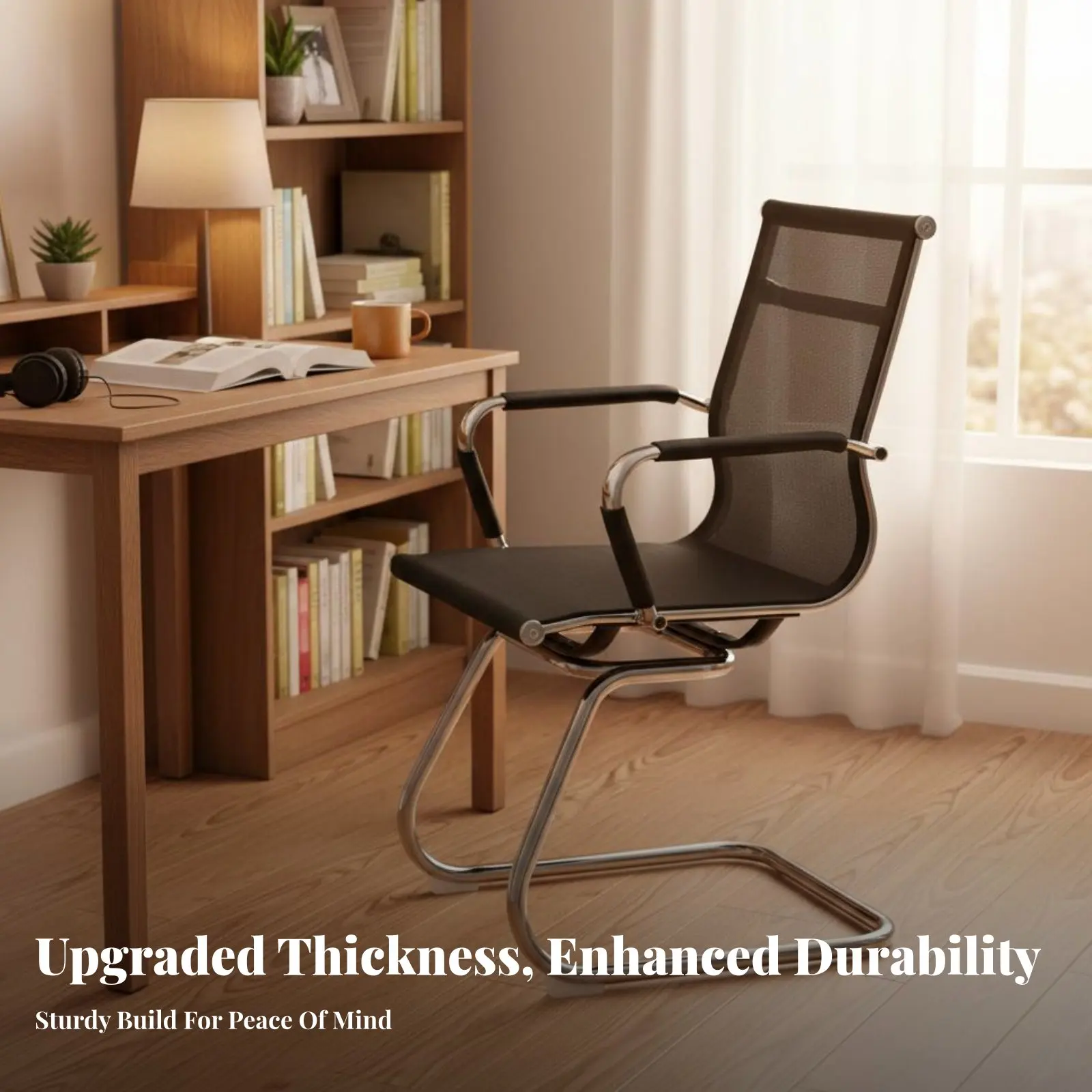 

Консольное сетчатое кресло на салазочной базе для конференций: эргономичный дизайн, поддержка для посетителей, для учебных классов, зон ресепшн