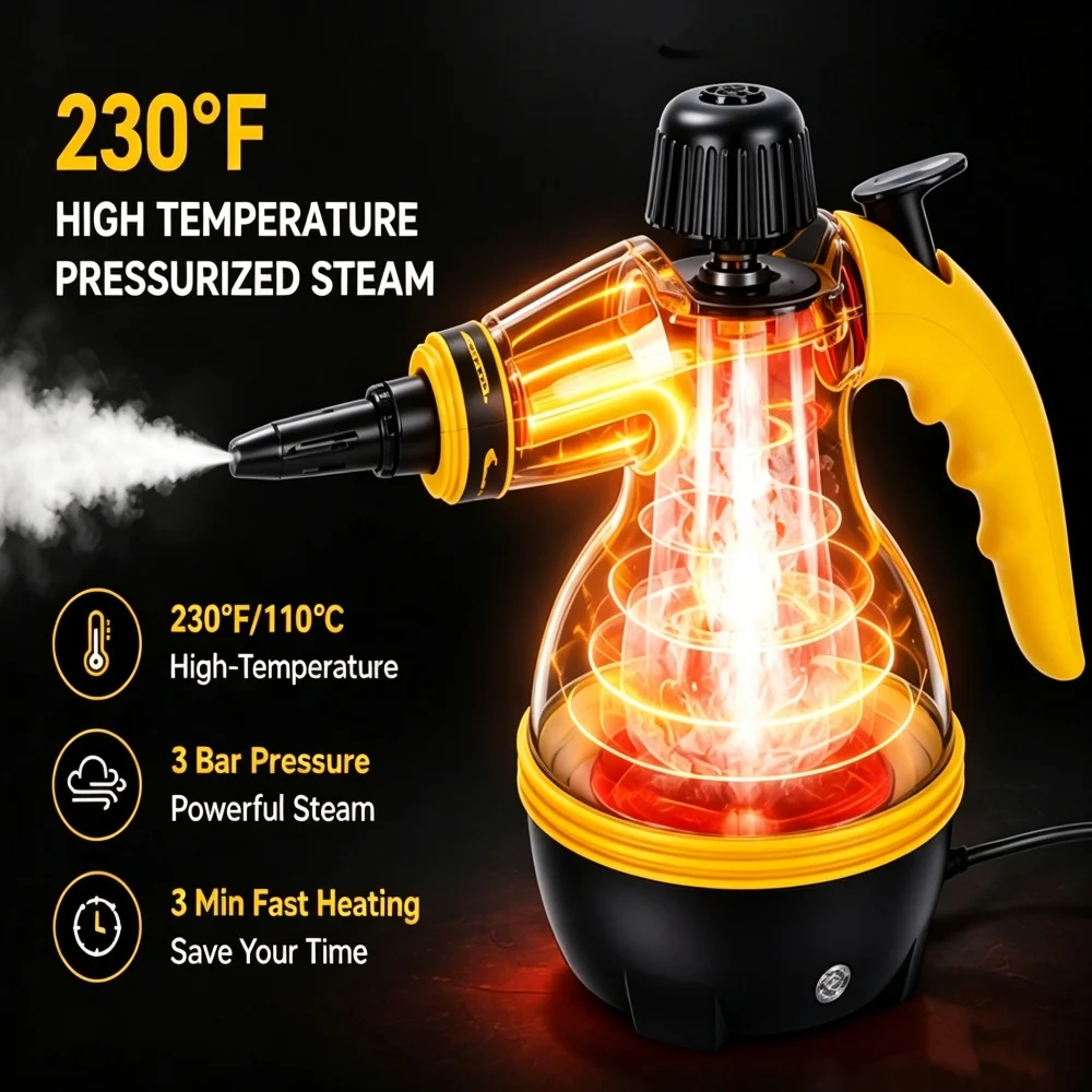 Handheld Pressurized Steam Cleaner 9Pcs Accessories  High Temperature Steam Cleaning Machine For Kitchen  Window Grease Removal
