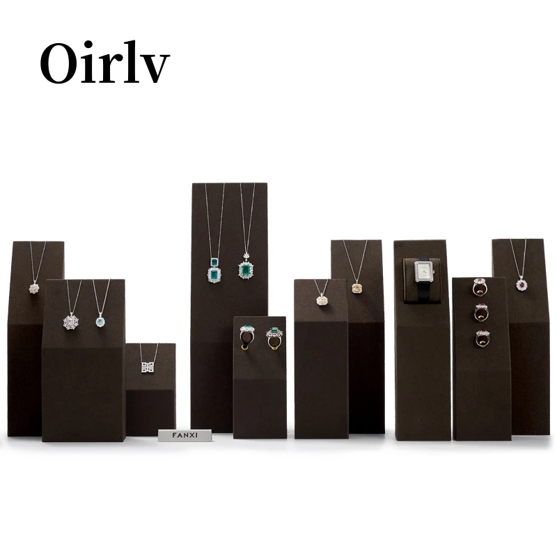 

Oirlv Jewelry Display Stand Block Brown Jewelry Holder For Watch Ring Necklace Black Jewelry Stand Block Ring Display Rack Set