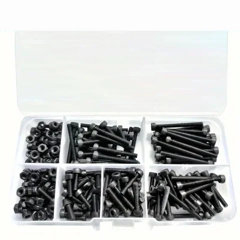 M3 x 8mm, 12mm, 16mm, 20mm, 25mm 12.9 등급 합금강 육각 머리 볼트 및 너트 150피스 키트