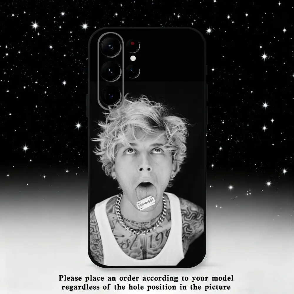 เคสโทรศัพท์ MGK M-Machine-G-Gun K-Kelly สำหรับ Samsung S25, S24 Ultra, S20, S30 plus, S22 plus, S23, S30 Ultra 5G ซิลิโคนสีดำ