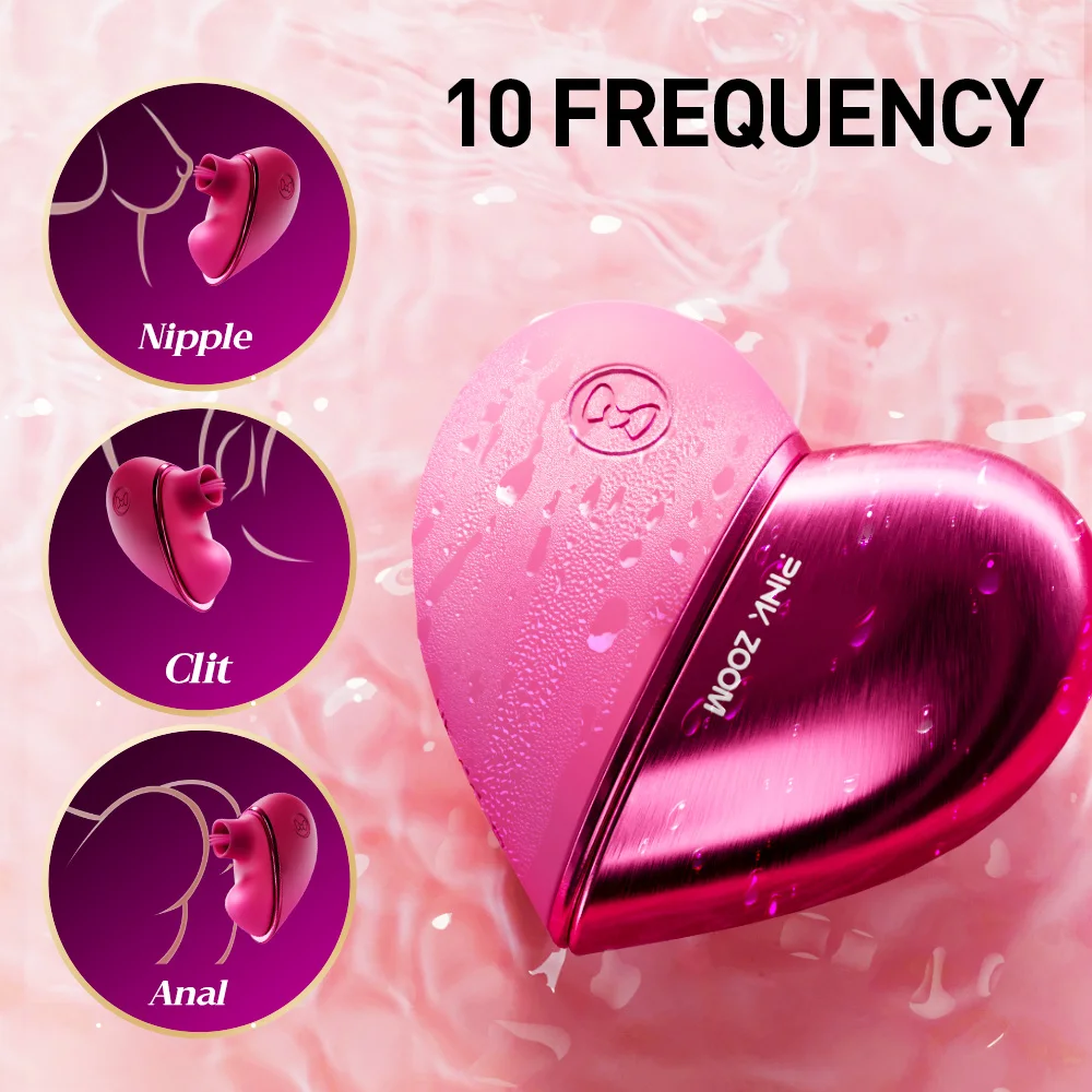 Heart-Shape Tongue Licking Vibrator Female Powerful Oral Nipple Clitoris Stimulator Massager Adults Goods Sex Toys for Women