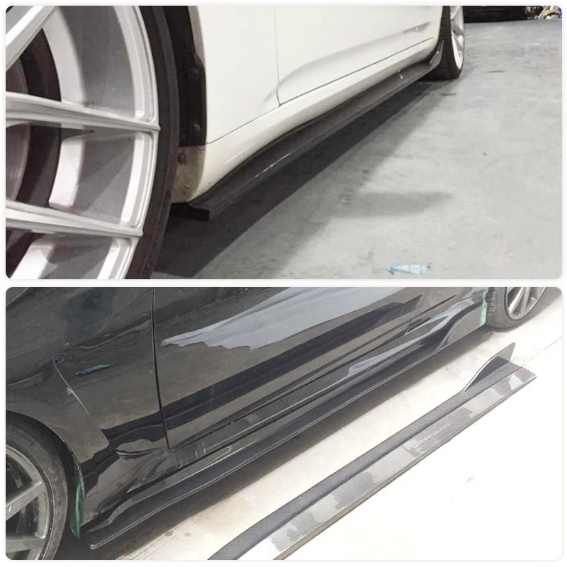 for Infiniti G37 Coupe 2-Door Base 2009-2013 Carbon Fiber Car Side Skirts Door Side Bumper Extensions Lip FRP