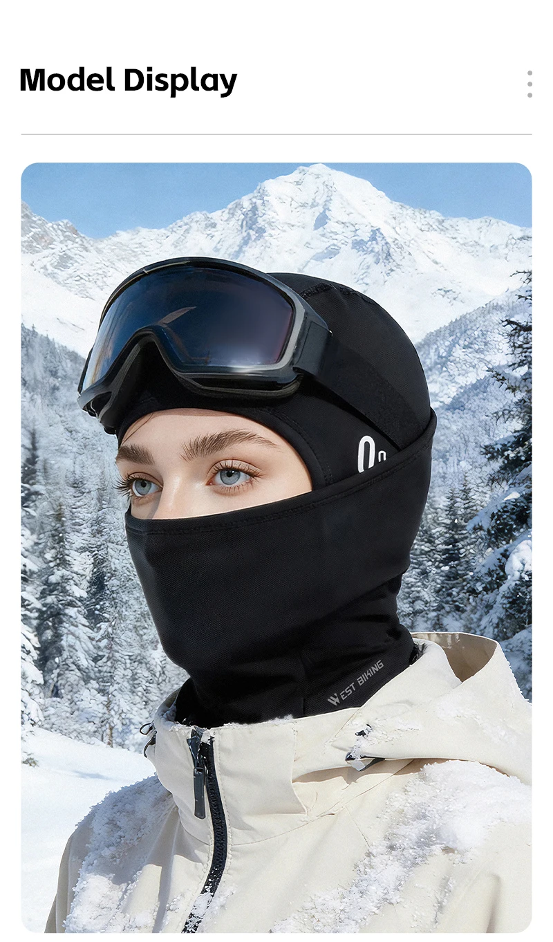 WEST BIKING Winter-Sturmhaube Winddichte Thermische Gesichtsmaske für Radfahren, Skifahren, Motorradfahren, Fleece-Halswärmer, Warme Abnehmbare Mundabdeckung – Detail 13
