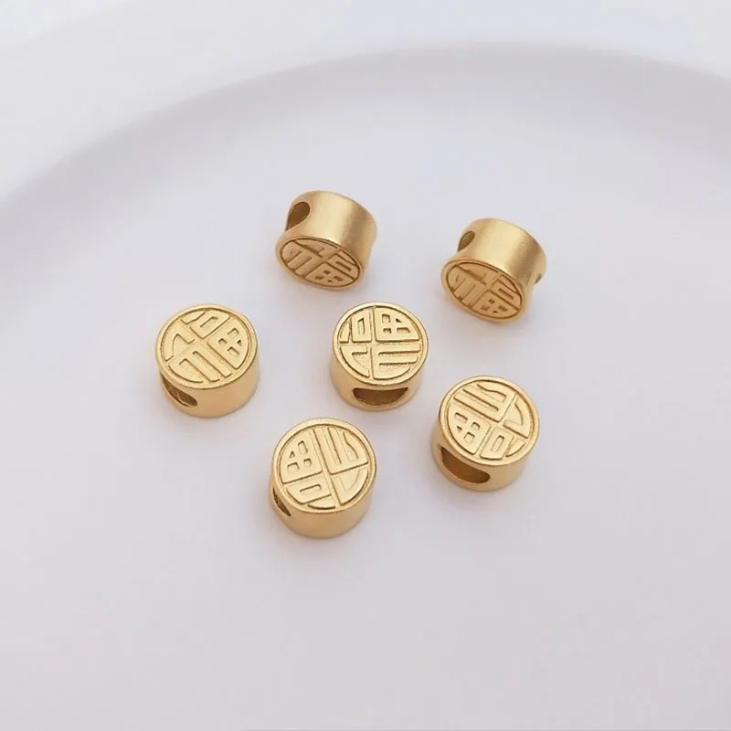 Lingotti in lega benedizione parola sacchetto di soldi Filo di rame Perline di loto perline di trasferimento Ciondolo fai da te fatto a mano