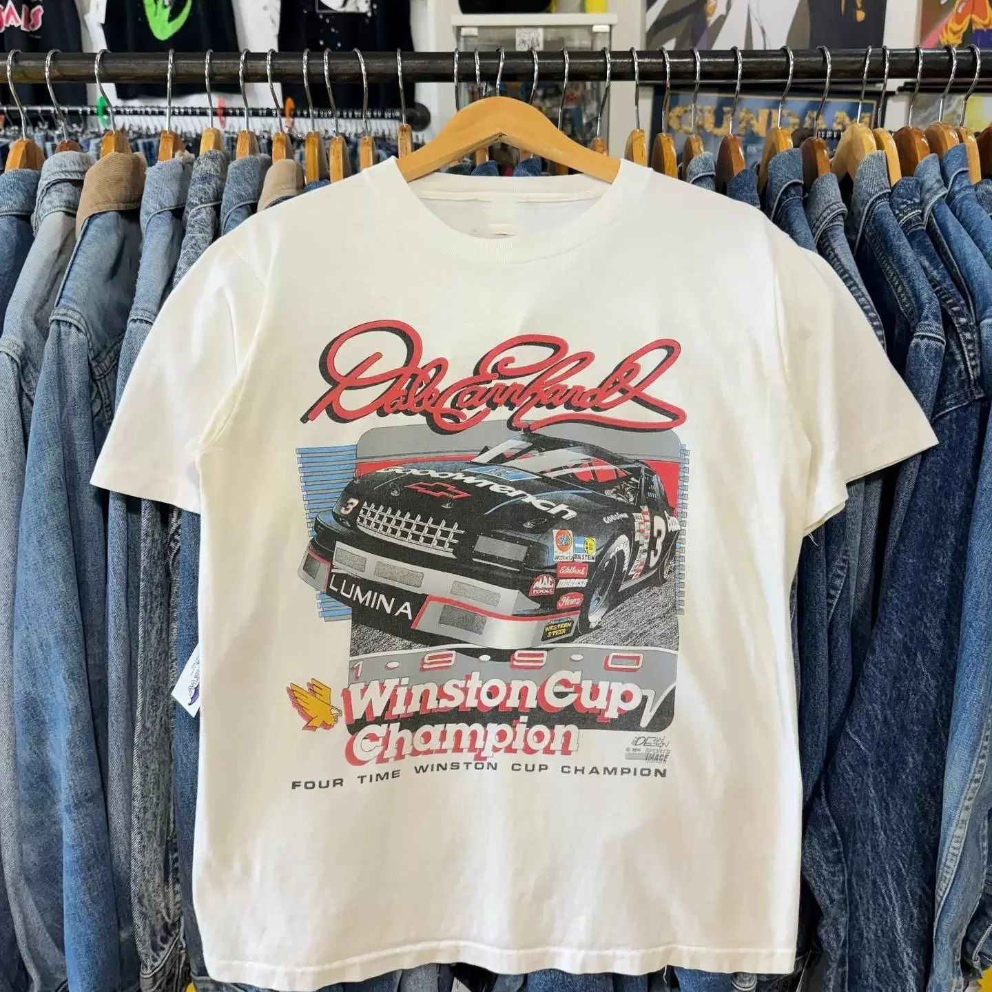 Vintage 1990 Dale Earnhardt Winston Cup Champion NASCAR 3  Graphic T-Shirt Cotton Men Women Streetwear Tee