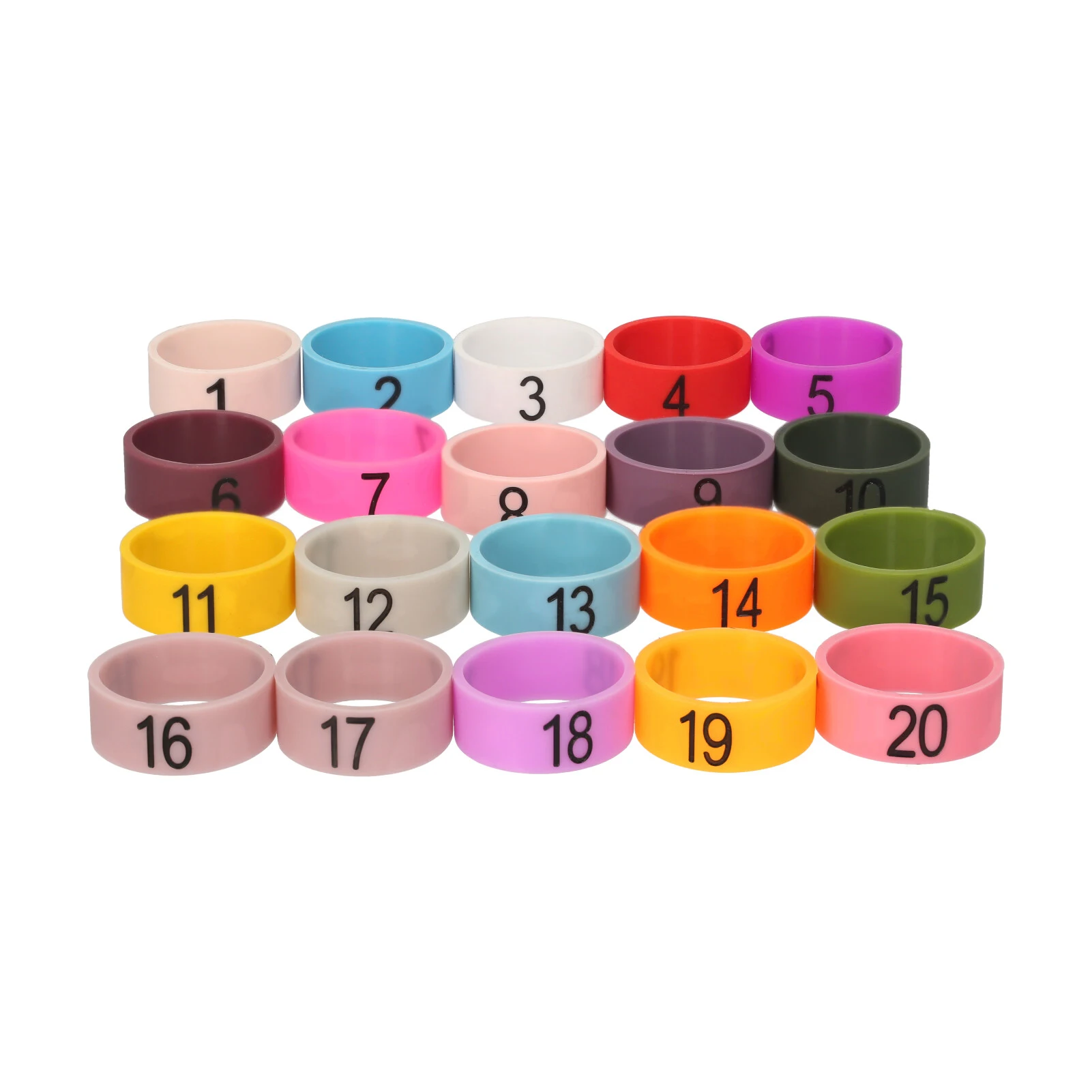 20 PCS Microphone Colored ID Rings Number 1 to 20 Multicolor Soft Silicone Ring for Distinguishing Different Microphones (Random