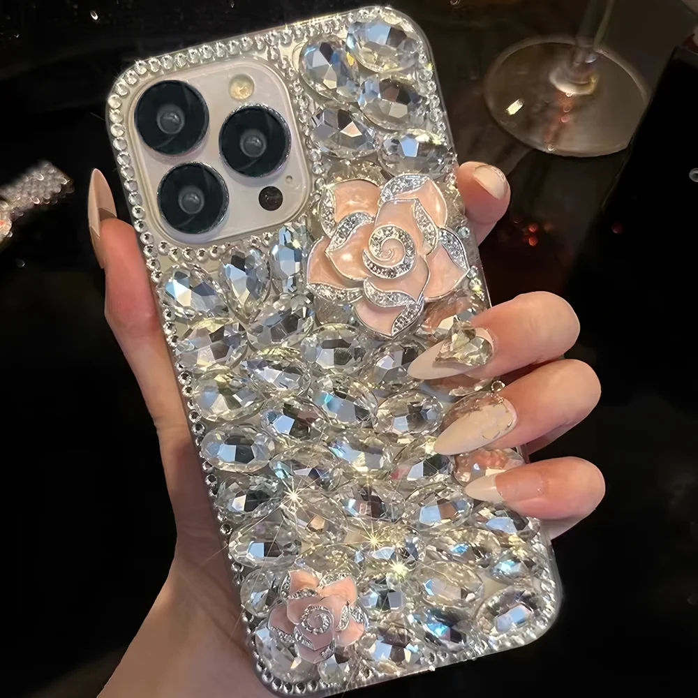 جراب هاتف لهاتف VIVO Y400 Pro Y300 Y200E Y200 Y300 Y300T Y04 Y03 T4 T3X T4X 4G 5G حالات فاخرة ثلاثية الأبعاد حجر الراين بلينغ غطاء مرصع بالجواهر