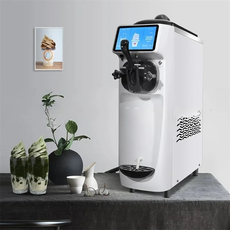 #￥Desktop Large Touch Screen Soft Ice Cream Machine Single Head Cone Maker High Yield Sundae Yogurt Maker