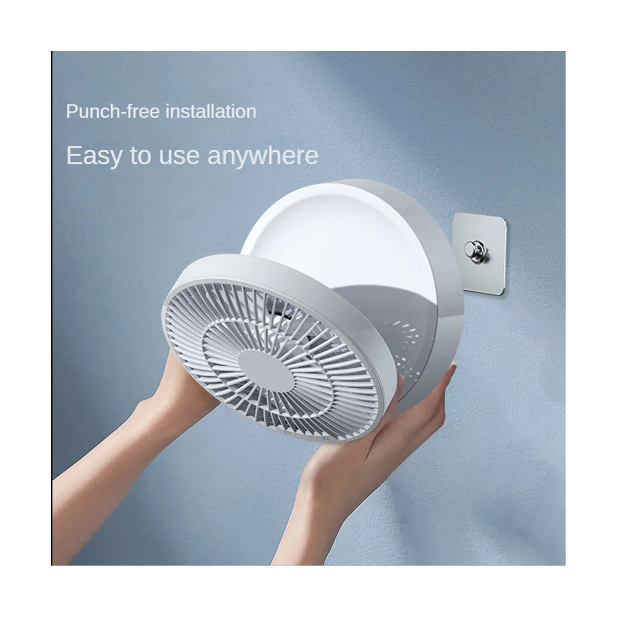 Remote Control Wireless Circulating Air Cooling Fan with LED Light Folding Electric Wall-Mounted Fan Desktop Fan White