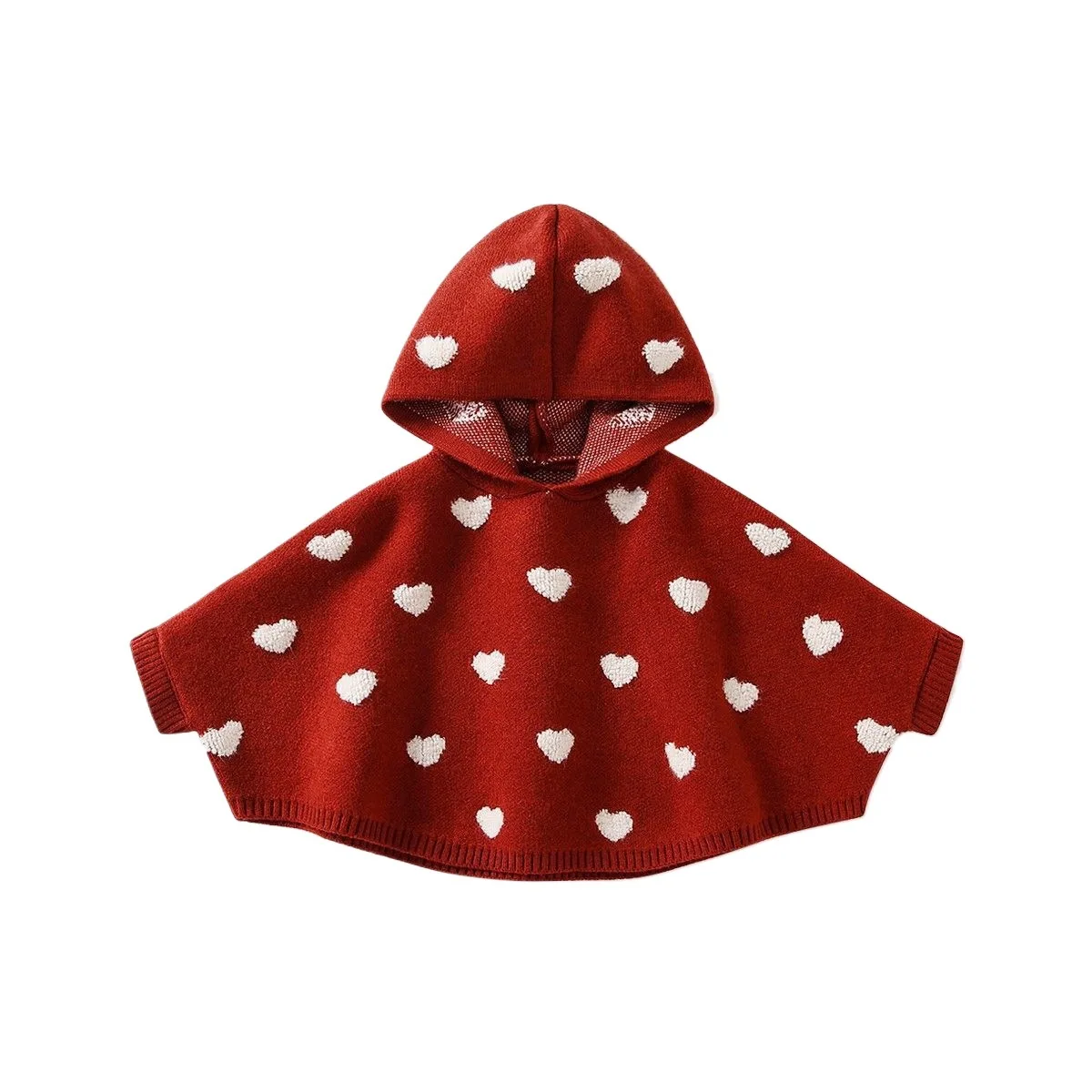 Spring and Autumn Girls Clothing Cloak Western Personality Trend Korean Version Love Knitted Sweater Cloak Sweater Cloak