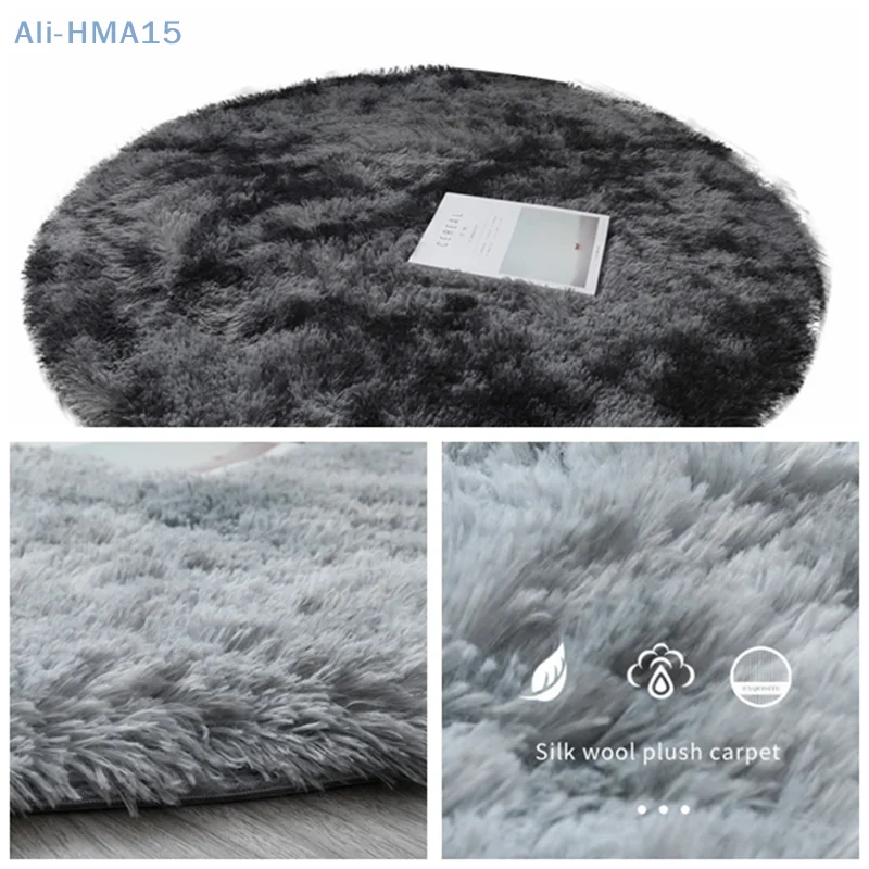 Round Soft Faux Sheepskin Fur Area Rugs For Bedroom Living Room Floor Shaggy Plush Carpet White Home Mat Rug Bedside