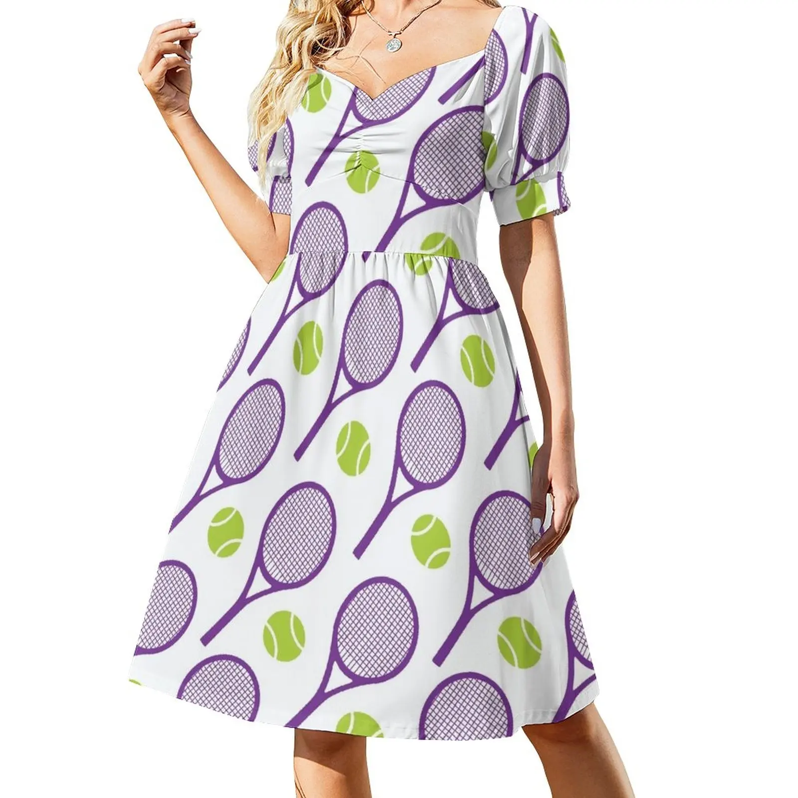 

Purple Tennis rackets pattern Sleeveless Dress Dresses for wedding party fairy dress