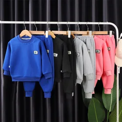 Ensemble sweat-shirt et pantalon de sport décontractés pour enfants, tenue en coton pour garçons et filles, tenue chaude pour bébé, printemps et automne, nouvelle tendance, 1 à 14 ans, 2 pièces, 2023