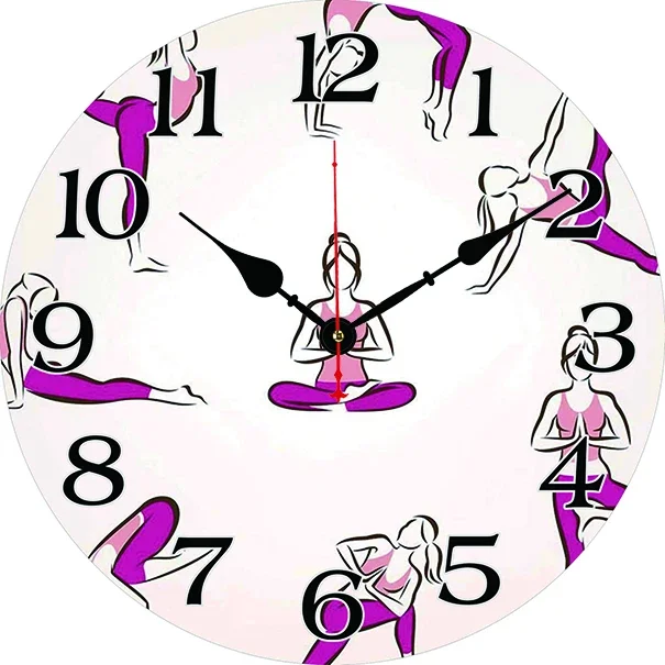 Women's Yoga Wall Clock Modern Design Living Room Bedroom Office Decoration Kitchen Clock Art Wall Watch Home Decor