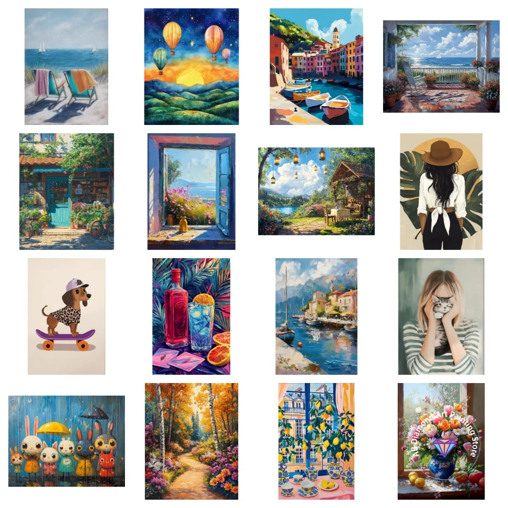 

Holiday Landscape AB Diamond Painting Kit Square Round Diamond 5D DIY Flower Mosaic Handmade Art Adult Exquisite Gift Home Decor