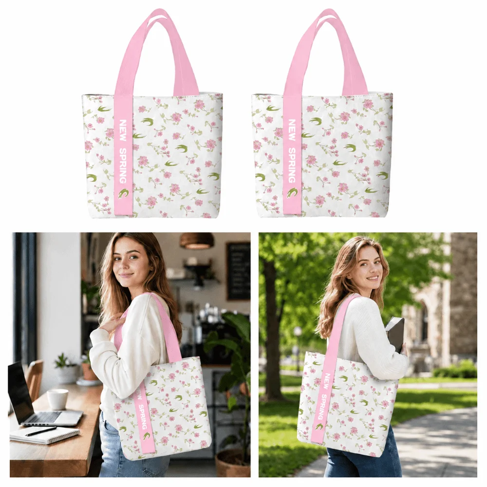 New Canvas Tote Bag Lightweight Reusable Rabbit Print Bag Large Capacity Cartoon Print Shopping Bag Shopping School Gifting