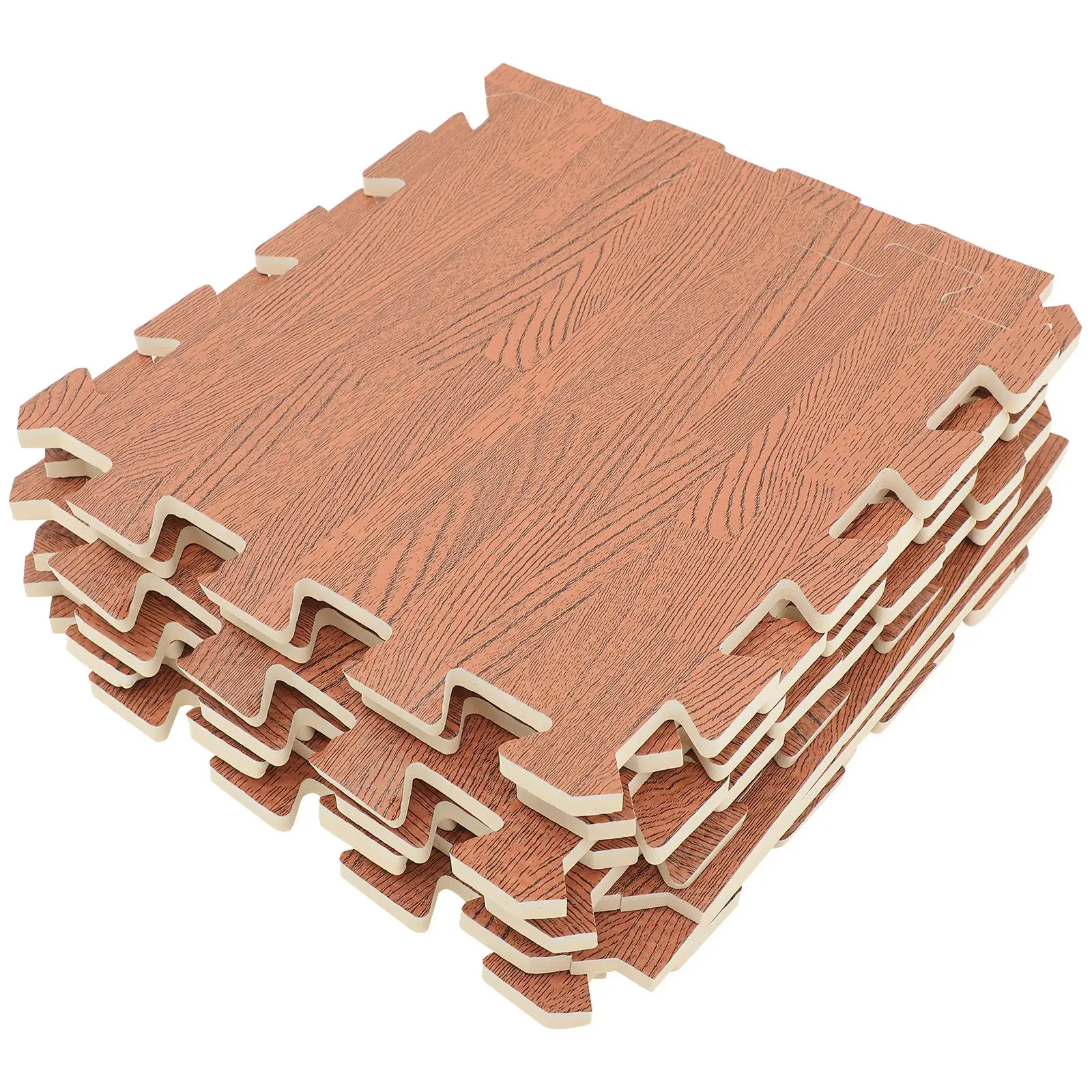 

12 PCS Wood Grain Floor Mats Eco-friendly EVA Foam Non-slip Interlocking Tiles Puzzle Exercise Yoga Office Gym Safe