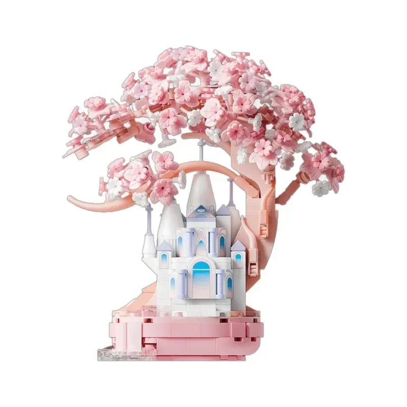 

New Tree House Cherry Blossoms Season Photosensitive Color Change Building Block Home Decor Toys For Kids Adult Birthday Gifts