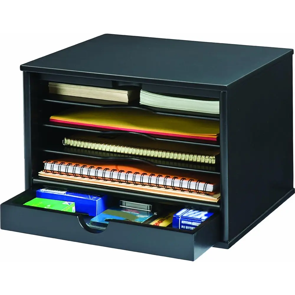 

Wood night Black Collection, 4-Shel Desktop Organizer, Black, (4720-5)