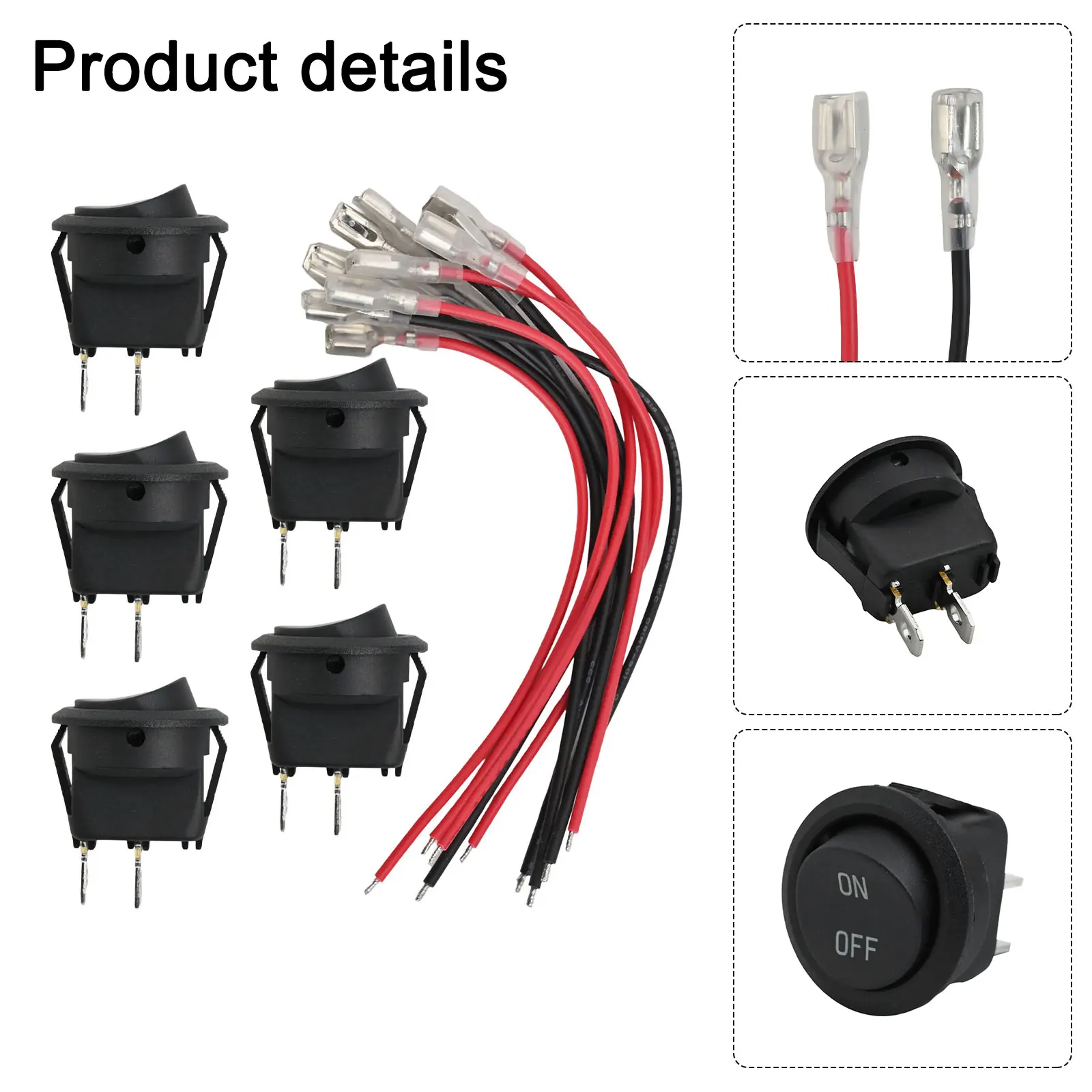 Black Nylon PA66   ON/OFF ROUND ROCKER SWITCH Car Dashboard Dash COPPER 2 Pin 12V/20A Direct Replacement Car Accessories