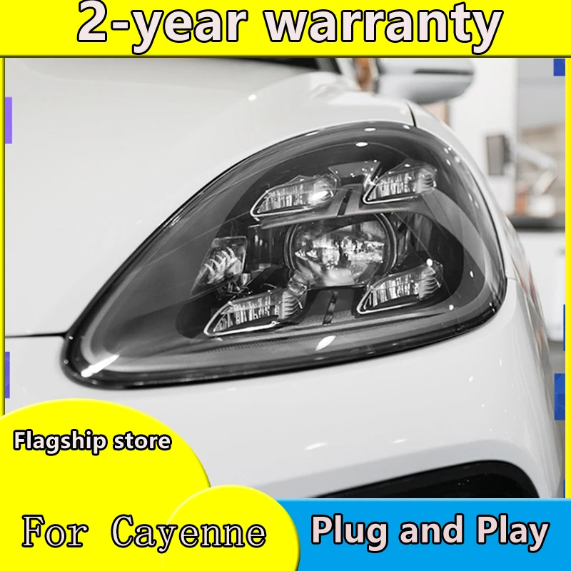 All LED Head Lights For Porsche Cayenne Headlights 2011-2018 LED DRL Running Light LED Low Beam+High Beam Assembly