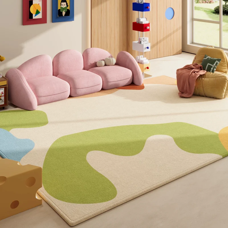 VIKAMA Green Irregular Blob Area Rug Minimalist Carpet Living Room Floor Mat Washable Soft For Bedroom Decor