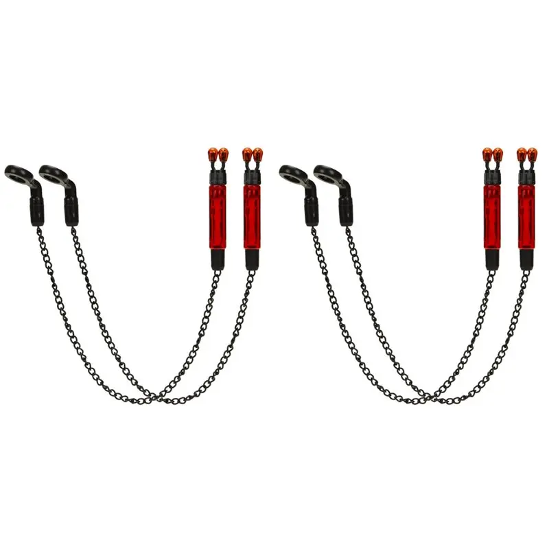 ABHT-4Pcs Bite Alarms Carp Fishing Swingers Bobbins For Fishing Alarm Indicator ,Chain Bite Alarm Fishing Tools Red