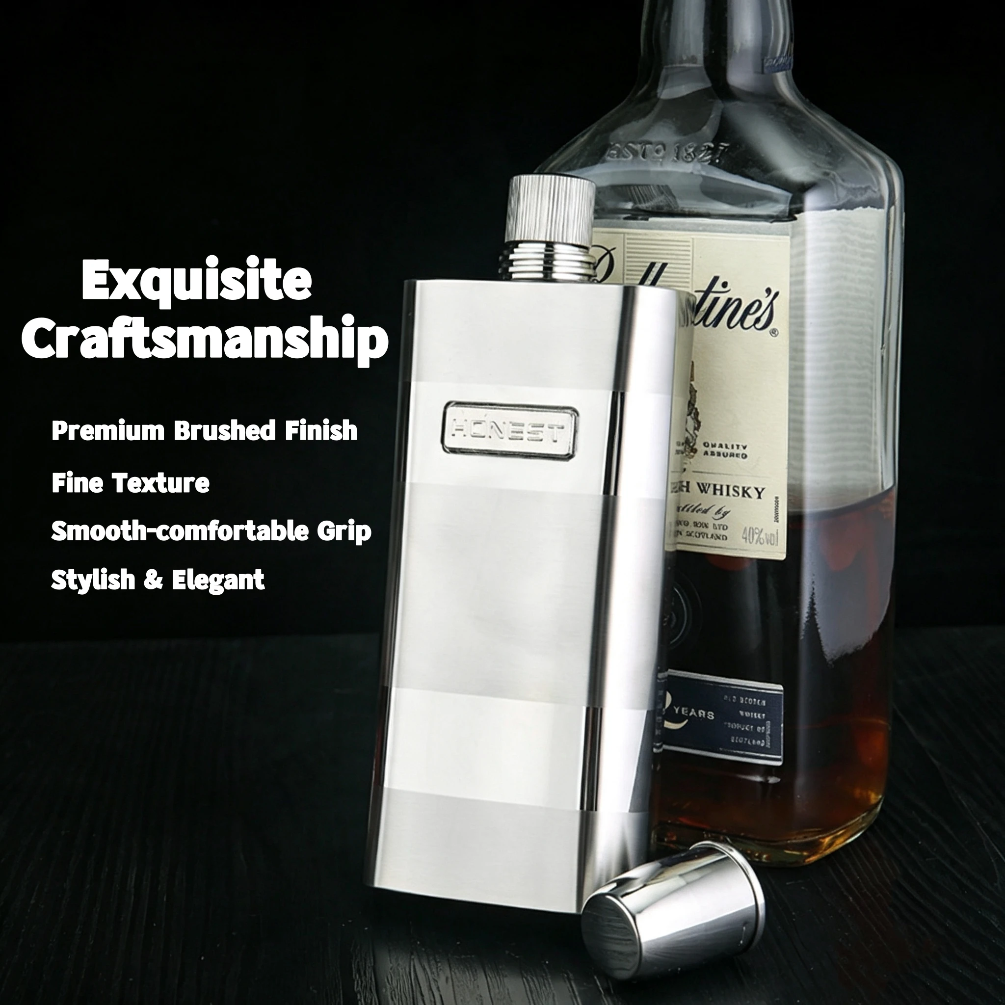 Premium 12oz Hip Flask with 4cups 350ml Stainless Whisky Flask Set for Outdoor & Travel Alcohol Bottle Suitable As A Gift To Men