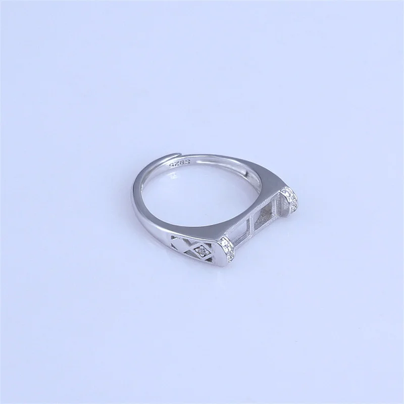 Inlay 4*8/5*12/7*13mm Square Gemstone S925 Sterling Silver Simple Ring DIY Support for Men Women Fine Fashion Charm Jewelry