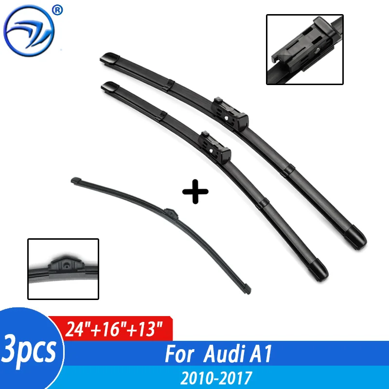 Wiper Front & Rear Wiper Blades Set For Audi A1 2010 11 12 13 14 15 16 2017Windshield Windscreen Front Rear Window 24