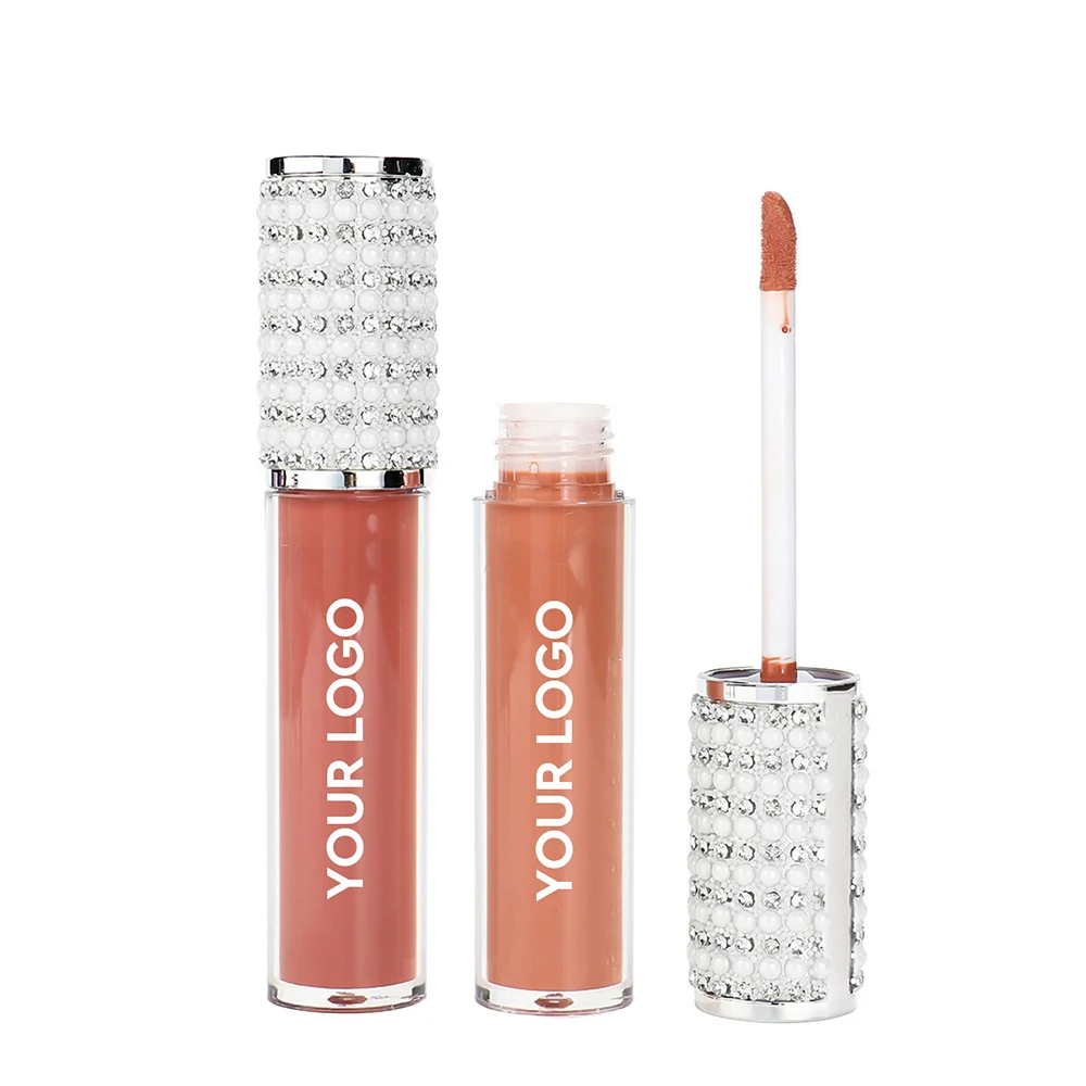 プライベートラベルカスタマイズされたリップグロス P49 チューブダイヤモンド顔料選択マット光沢のある防水カスタムロゴメイクアップ卸売