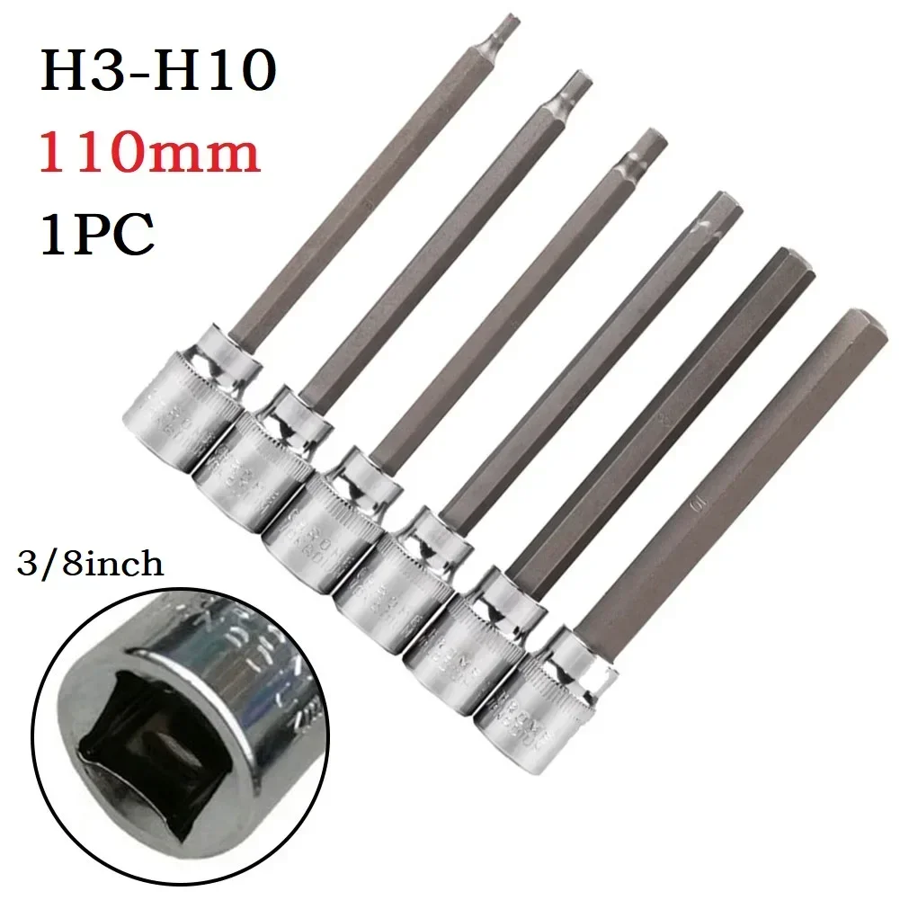 YTOM 1pc 3/8 Inch Drive Wrench Socket Adapter Hex Screwdriver Bit Sockets Hand Tool Socket Joint Hexagonal Screwdriver H3-H10