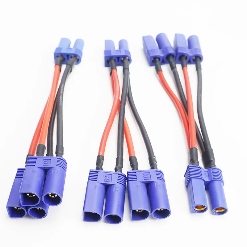 2 قطعة 14AWG 100 مللي متر سلك السيليكون EC5 موصل قابس ذكر/أنثى محول البطارية Y شكل Rc هليكوبتر كابل توسيع