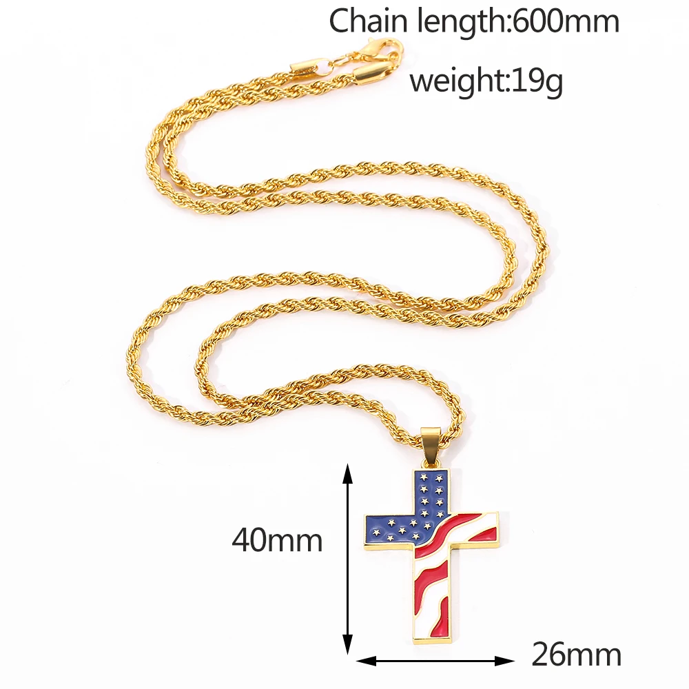 Hip Hop Punk American Flag Cross Necklace Fashion Personality Pendant  Unisex Jewelry Accessories Pendent Gift view 5