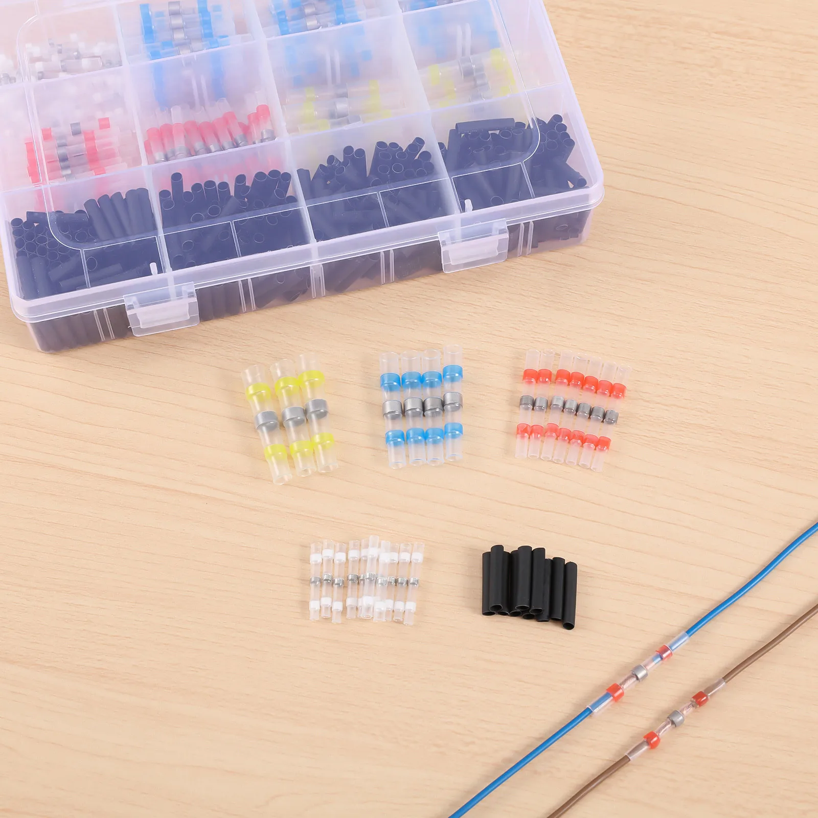 

300Pcs Solder Seal Wire Connectors Kit Heat Shrink Butt Connectors Electrical Wiring Terminal Kit Automotive Marine