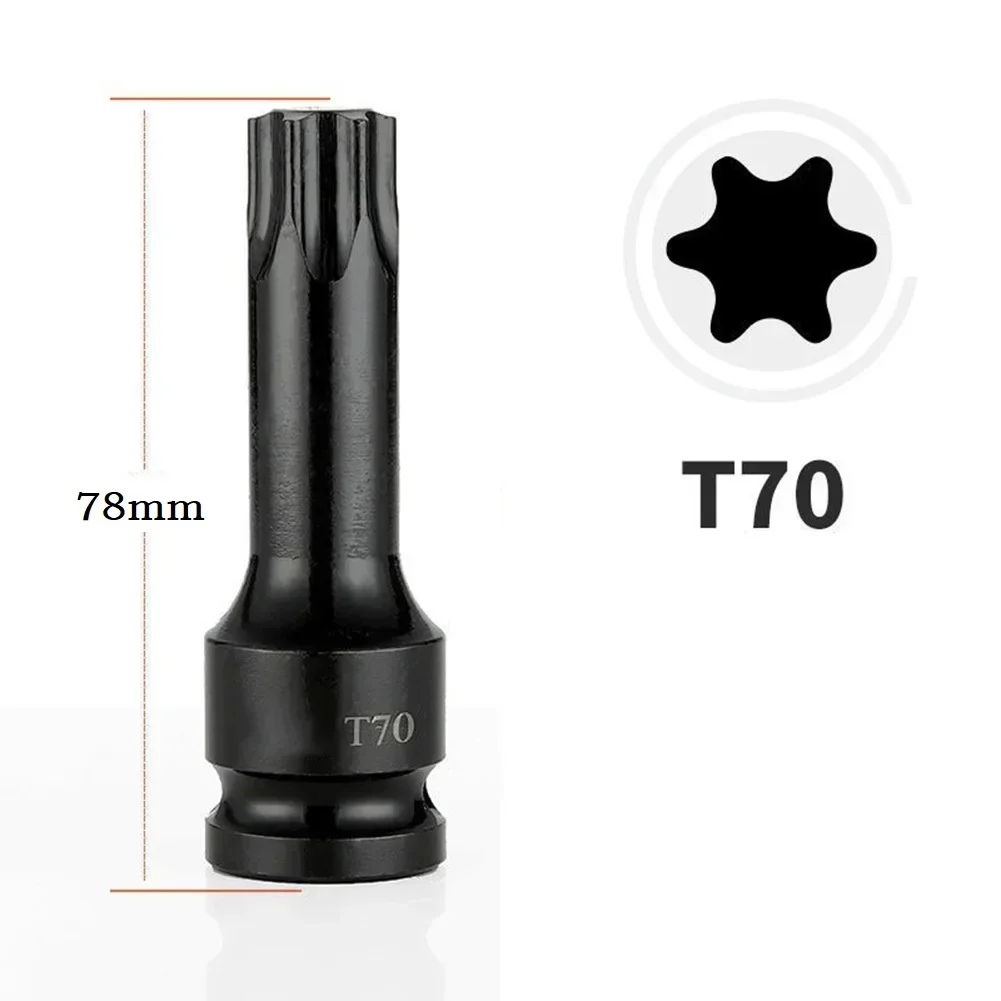 1 ชิ้น Torx Socket Bits 1/2 นิ้วไดรฟ์อะแดปเตอร์ซ็อกเก็ตไขควง Bits T20 T25 T27 T30 T35 T40 T45 T50 T55 T60 T70 T80 Series