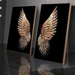 Modern Golden Wings Canvas Posters Luxury Print Wall Art Paintings Home Living Room, Sofa, Bedroom Background Paintings No Frame