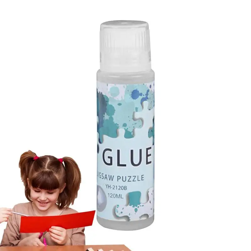 Puzzle Glue Clear Gem Painting Kits Clear Glue With Sponge Head 120ML Quick Drying Water-Soluble Puzzle Glue For Jigsaw Frame