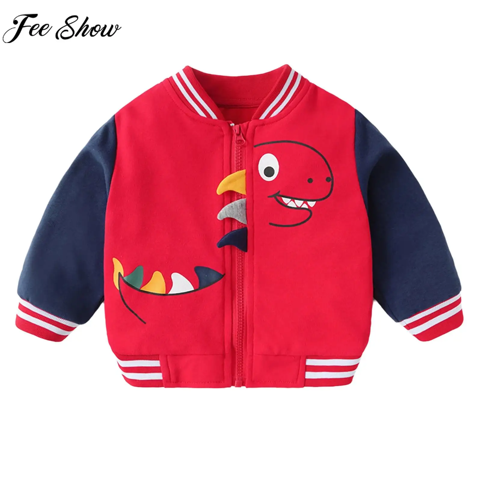 Children Fashion Casual Baseball Jacket Long Sleeve Bomber Coat Fall Autumn Warm Cotton Outerwear Daily Home School Street Wear