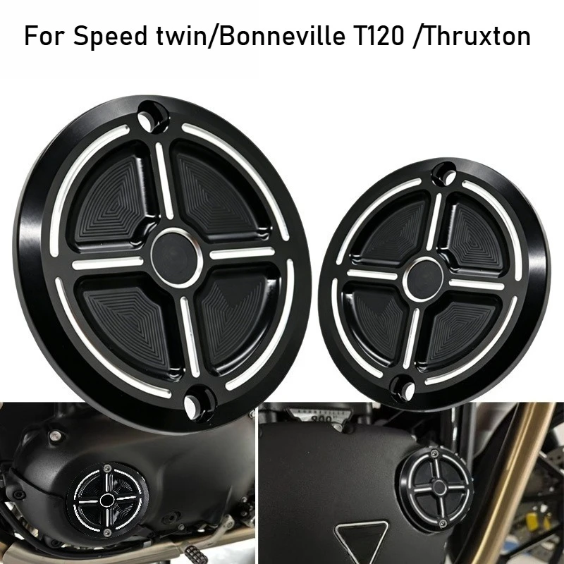 For Speed Twin Bonneville T100 T120 T100 Bobber Thruxton 1200 R CNC Aluminum Clutch Side Cap Alternator Cover Inspection Cover
