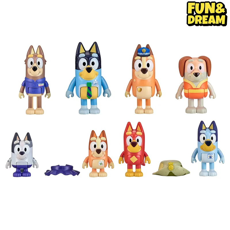 Profissional desgaste personagem figura set, bluey figura brinquedo, ornamentos decorativos no topo da mesa brinquedos para a casa, em estoque,