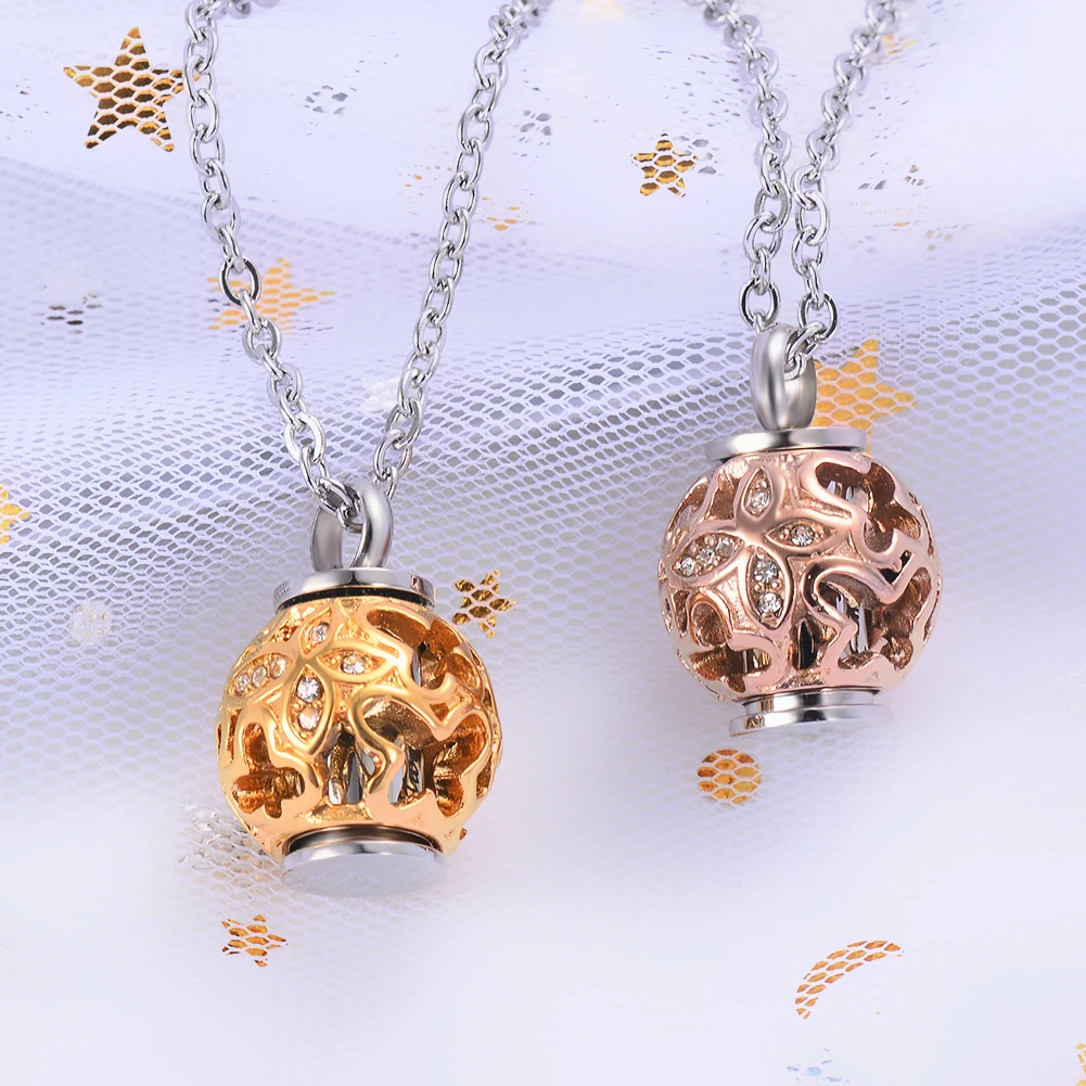 Fashion Jewelry Hollow Butterfly Crystal Urn Cremation Necklace Memorial Stainless Steel Pendants For Ashes Holder Jewelry