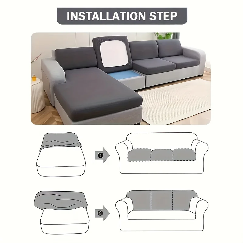 6pcs/Set Sofa Cover, Leaf Jacquard High Elasticity Sofa Cover, Furniture Protective Cover, Concubine-style Sofa Cushion Cover With Elastic Band, Easy To Install, Removable And Easy-to-clean Home Protective Cover, Valentine'S Day Home Decorations - view 4