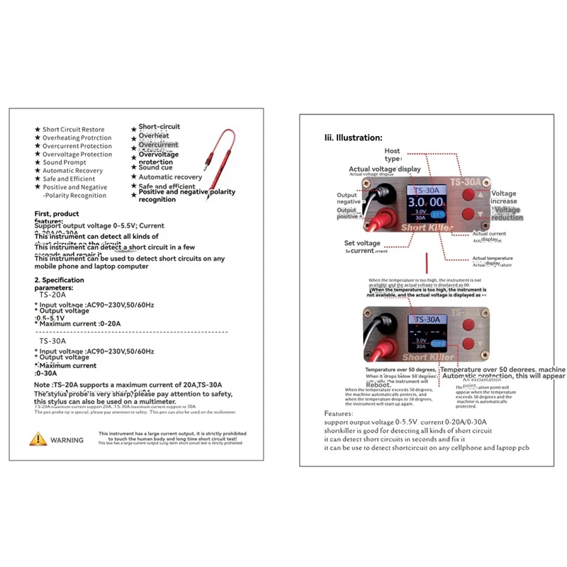 PCB Short Circuit Fault Detecting Machine Phone Short OSS TS-30A For Mobile Repair Short-Circuit Burning Repair