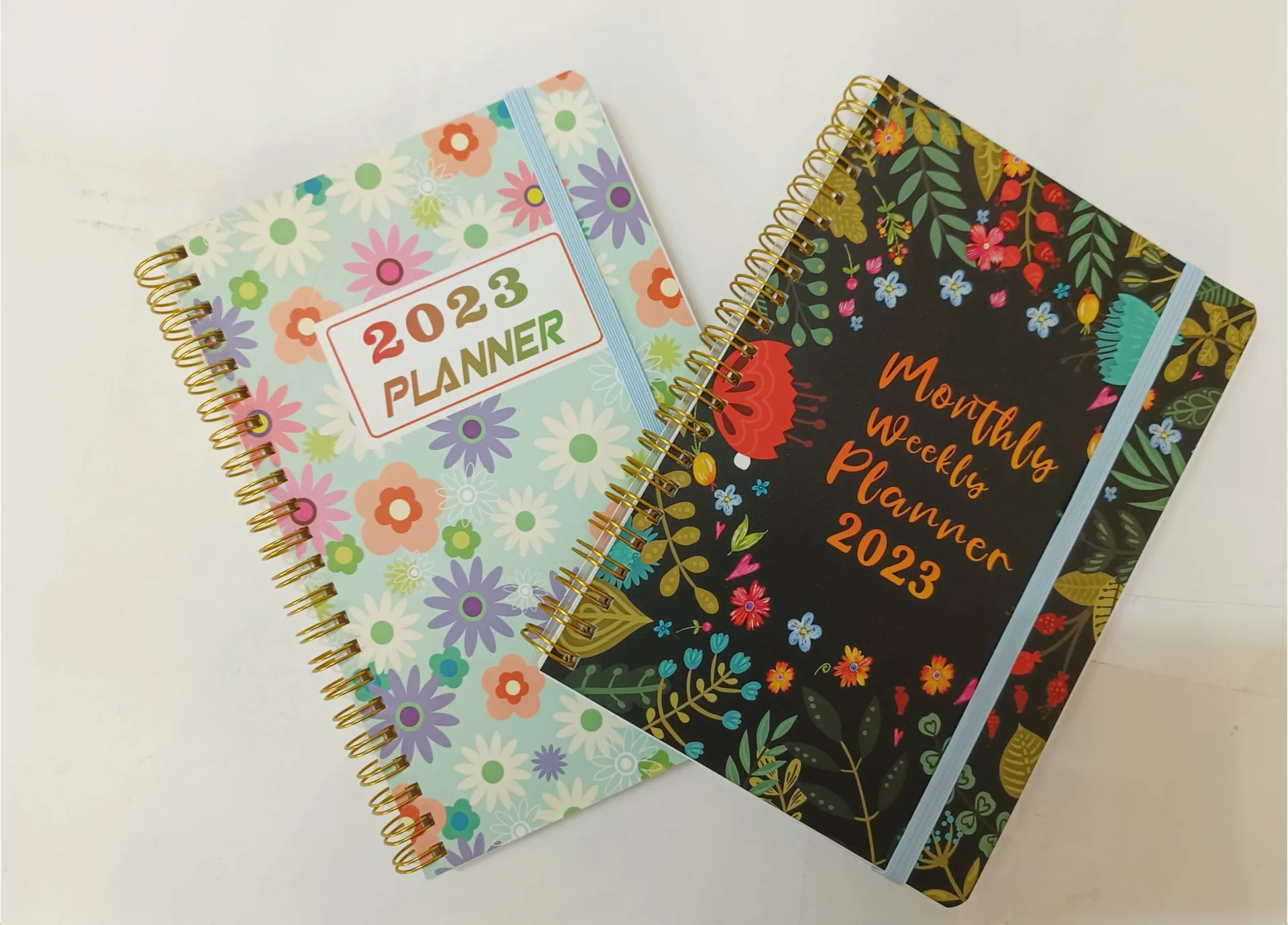 2023 Floral Frosted Cover Weekly And Monthly Planner  Wirebound Daily Life Notebook Students Writing Book School Office Supplies