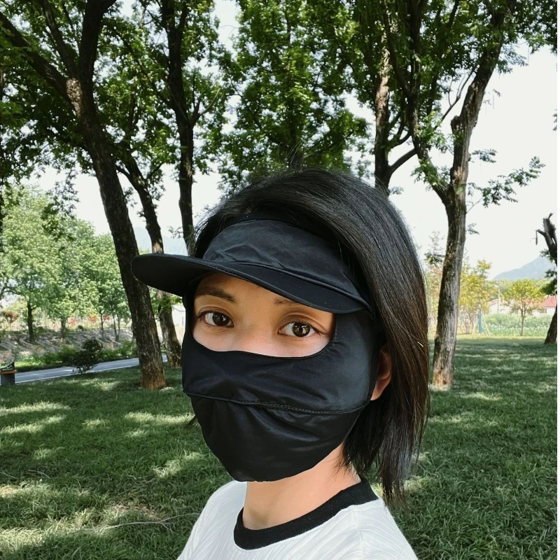 Sunscreen Mask Traceless for Women 2023 New Detachable Facekini Ice Silk Anti-ultraviolet Summer Breathable Thin Cover Face