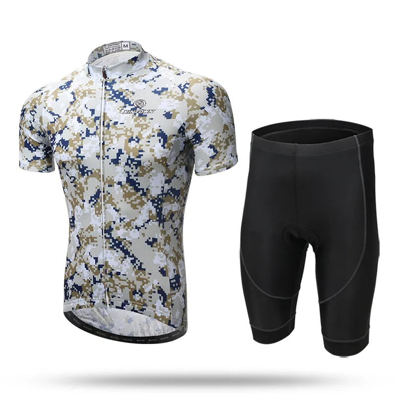 

XINTOWN Cycling suit short set New summer short-sleeved suit racing men bicycle camouflage Men's cycling clothing jersey pants