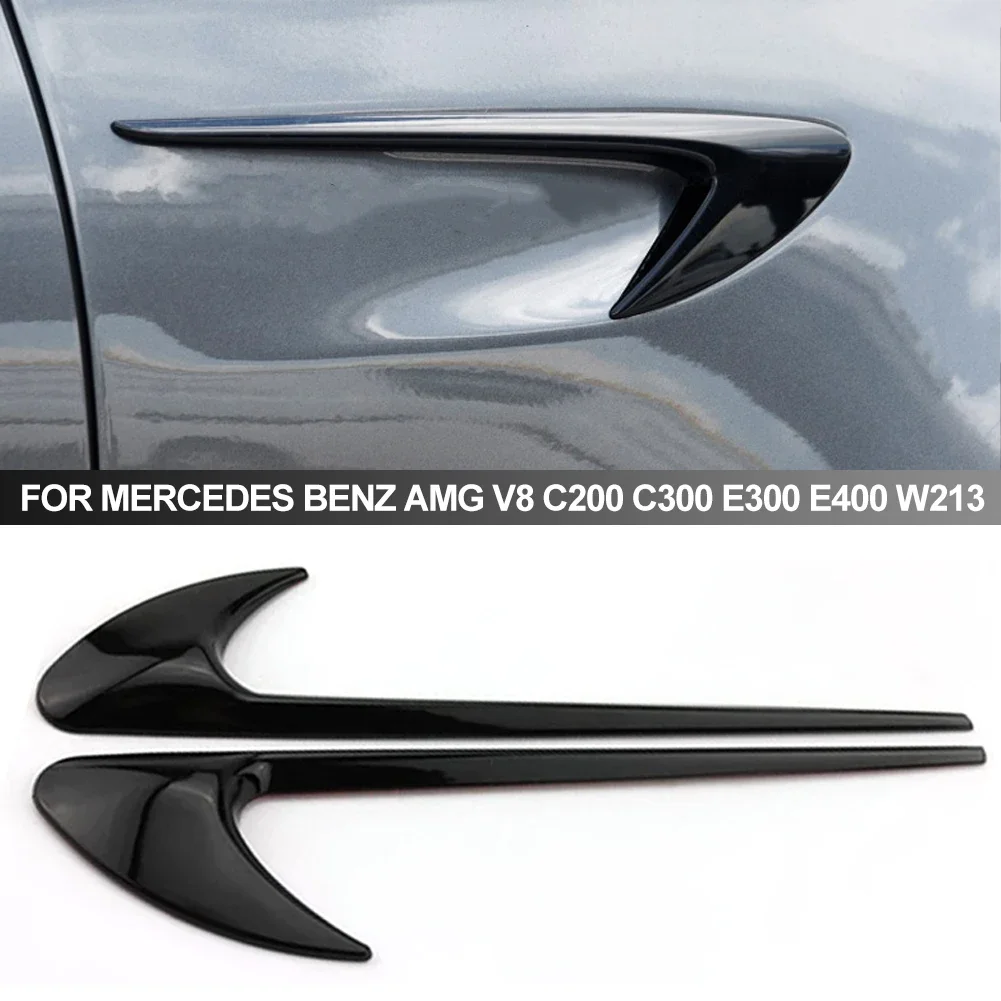 2Pcs Car Side Sticker Vent Fender Trim Emblem Blade Logo Trim For Mercedes Benz AMG V8 C200 C300 E300 E400 W213